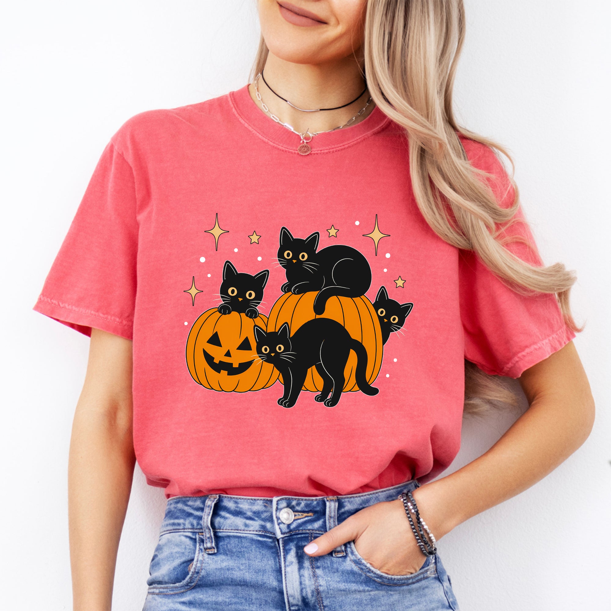 Halloween-T-Shirt „Schwarze Katze“