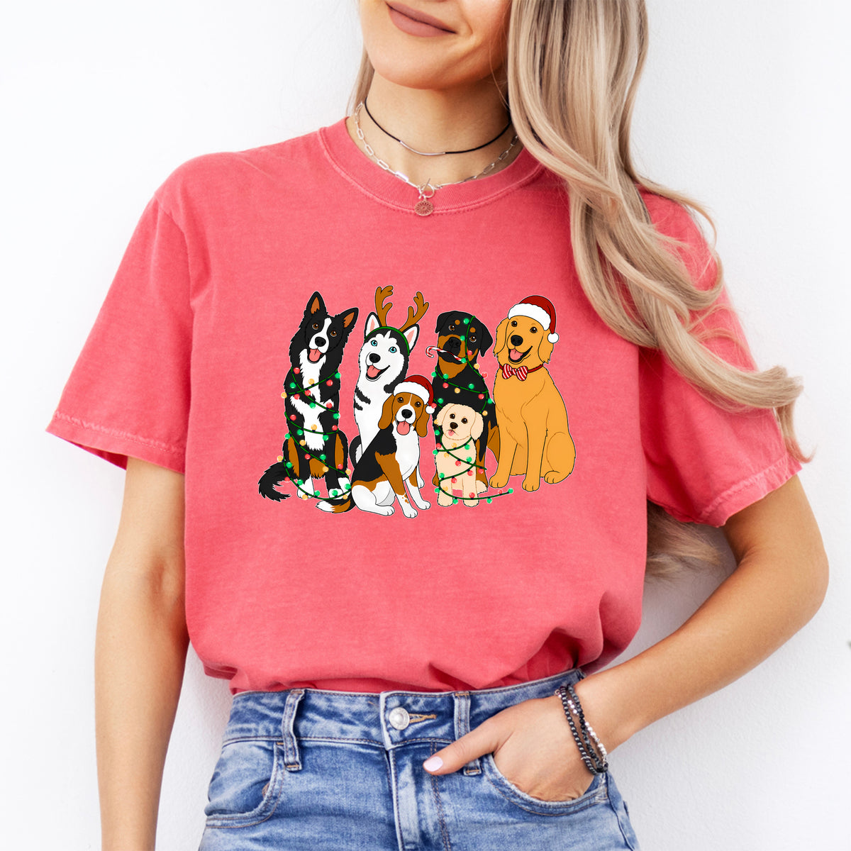 Camiseta de perros navideños adorables