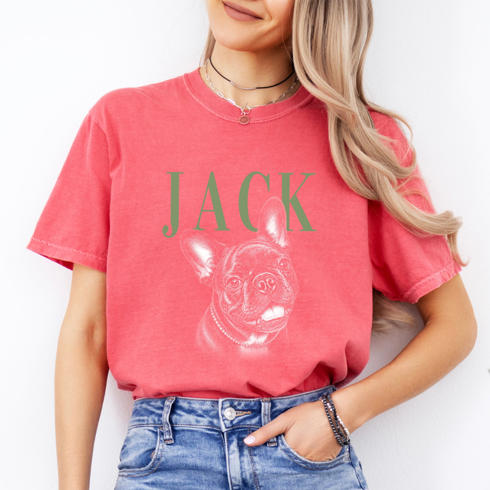 Camiseta personalizada con foto de mascota estilo boceto
