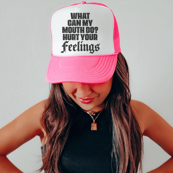 What Can My Mouth Do Trucker Hat Pink / One size Printify Hats T-Shirt
