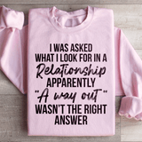 What I Look For In A Relationship Sweatshirt Light Pink / S Peachy Sunday T-Shirt