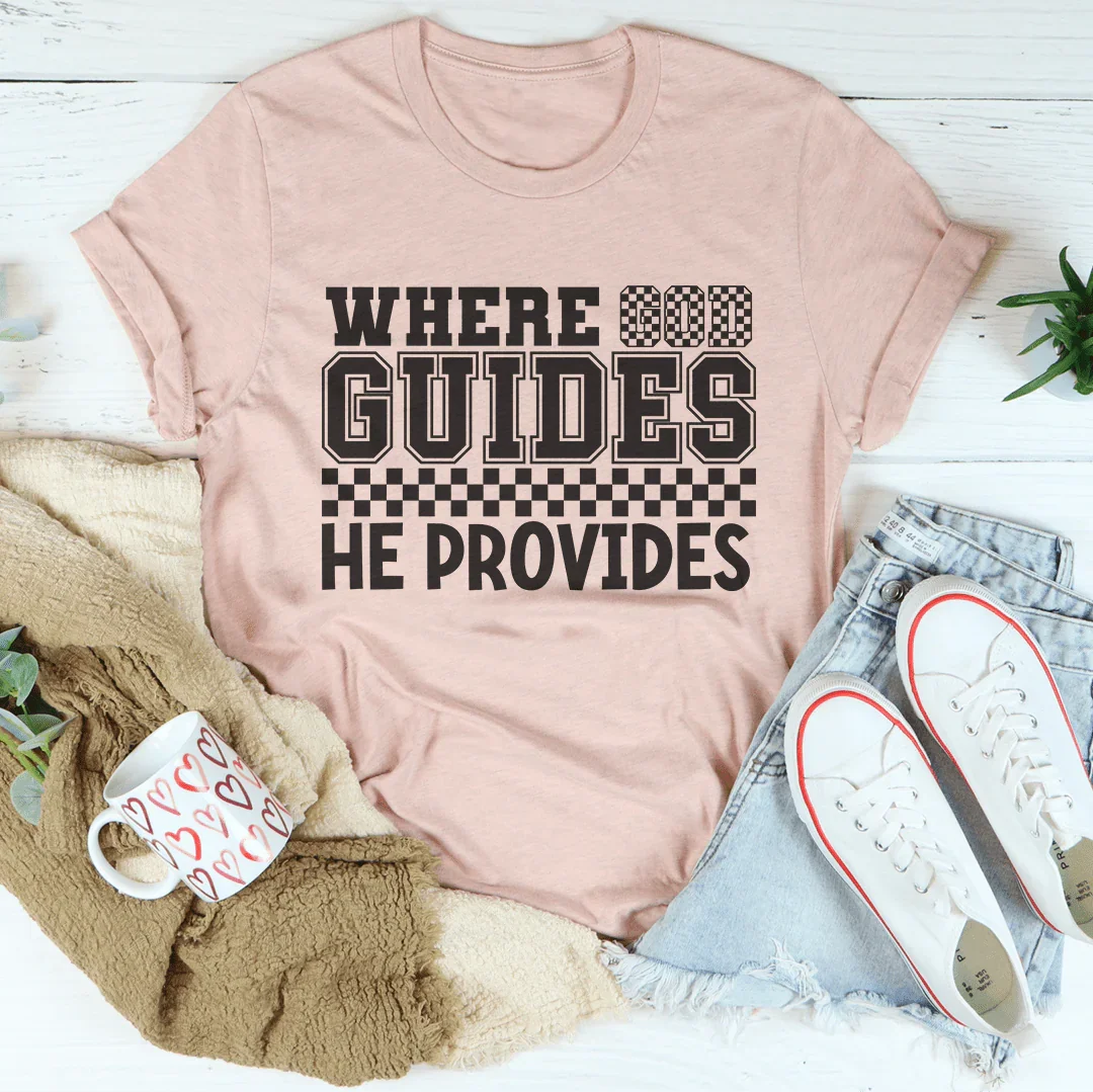 Where God Guides He Provides Tee Heather Prism Peach / S Peachy Sunday T-Shirt