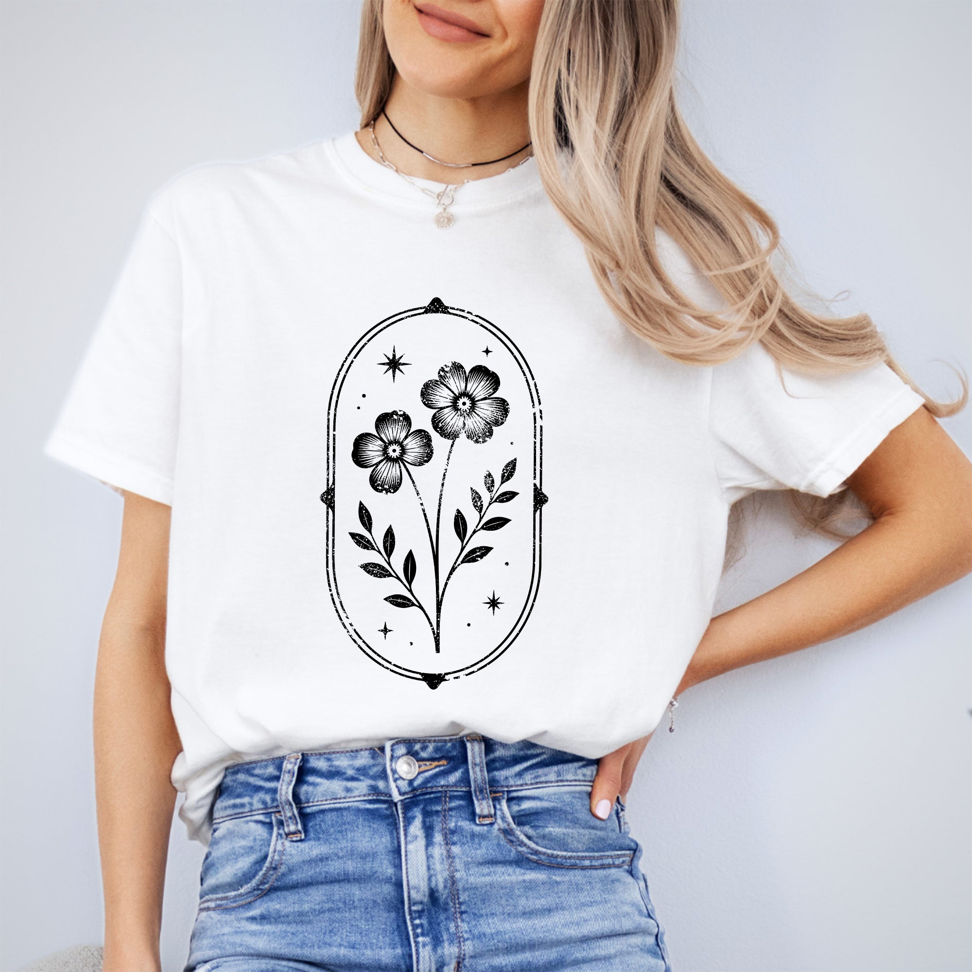 Vintage Linocut Flower Tee