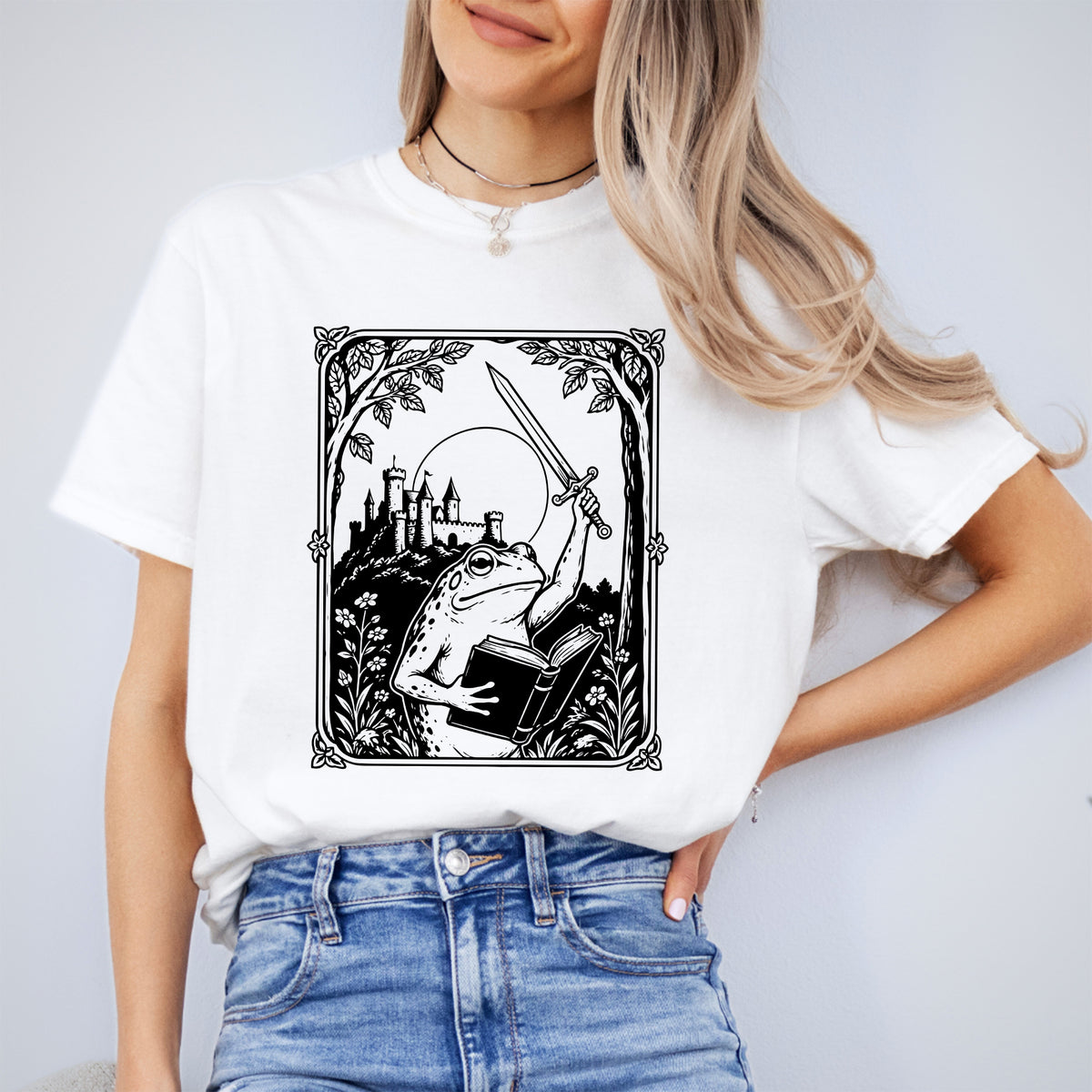 "We Read at Dawn" Fantasy Bookworm Graphic Shirt – Warrior Frog Tee