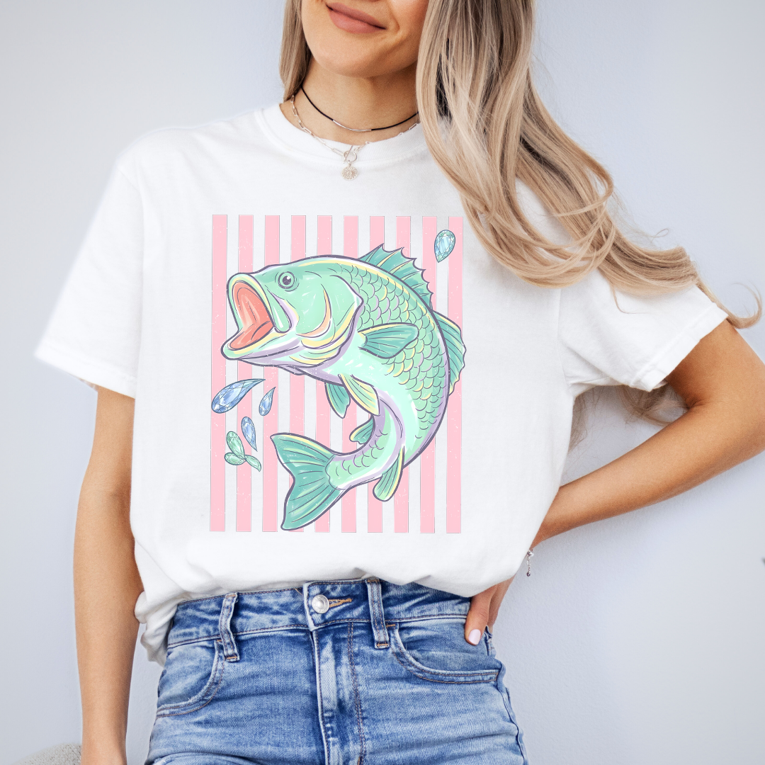 Retro Pastel Bass Fish Tee