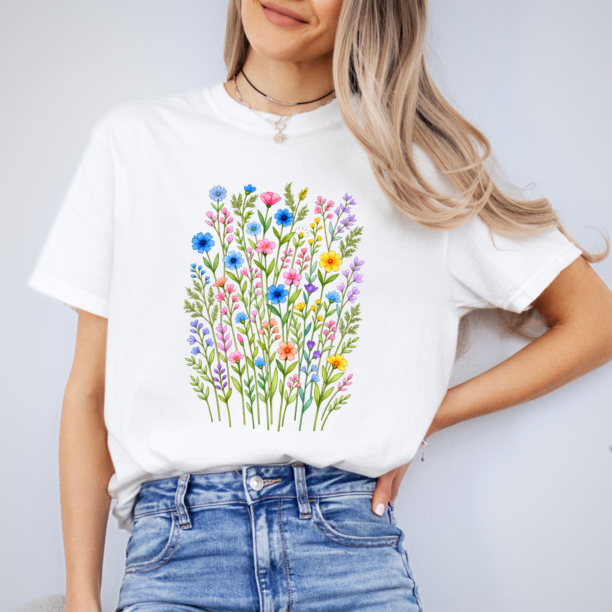 T-Shirt mit Wildblumen im Vintage-Stil