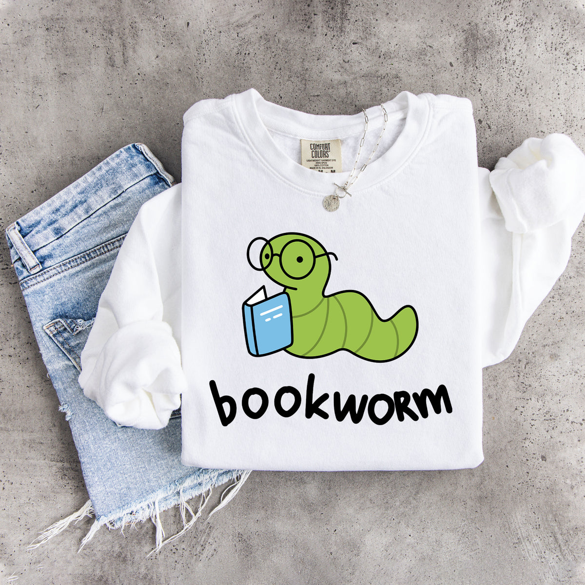 Besticktes Sweatshirt „Bookworm“