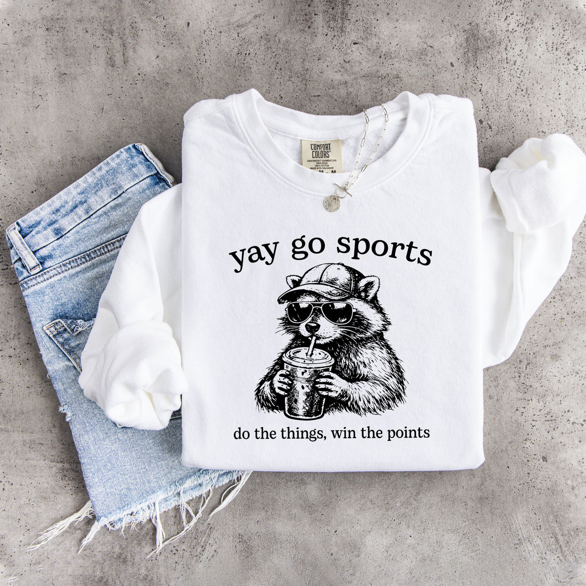 Sudadera divertida de mapache «Yay Go Sports»