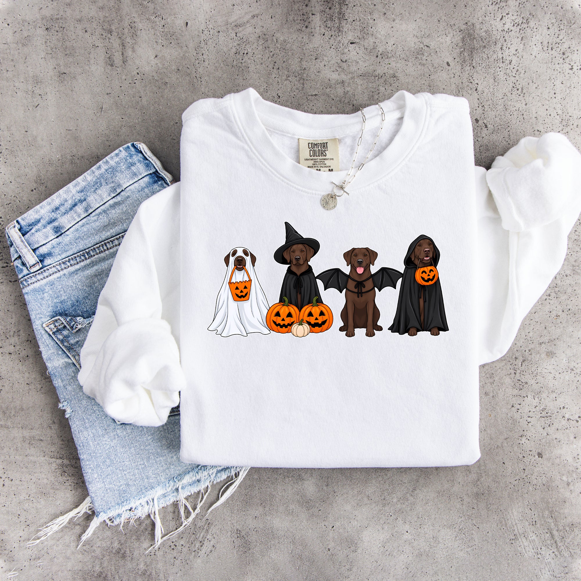 Halloween-Sweatshirt mit braunem Labrador