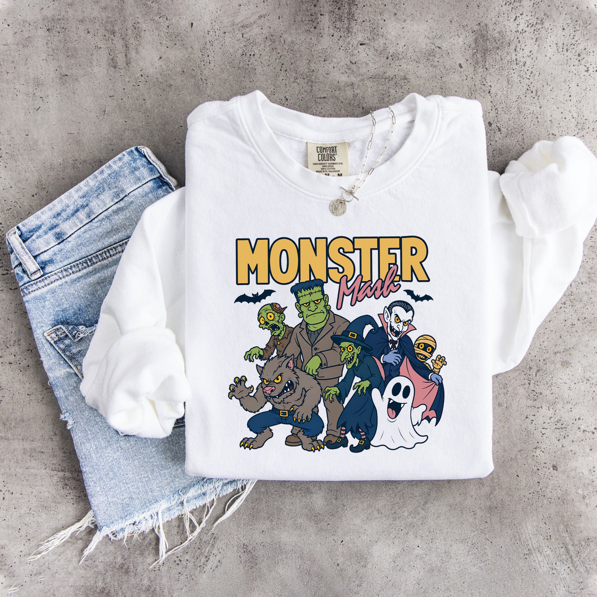 Retro-Halloween-Sweatshirt „Monster Mash“