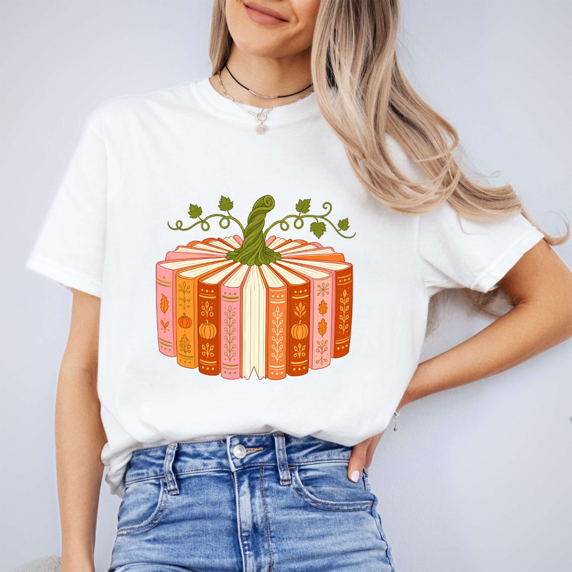 Bücher-Kürbis-T-Shirt