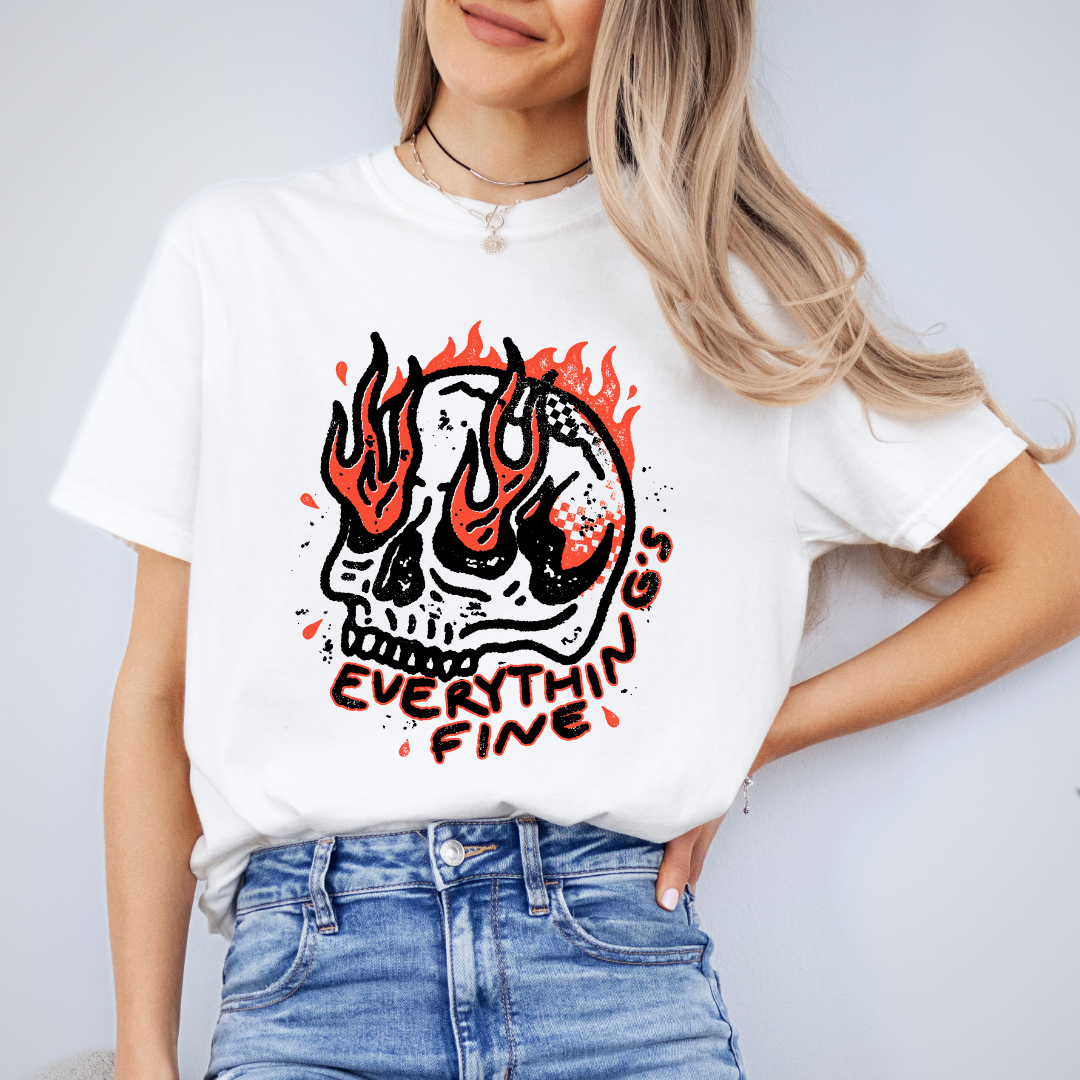 Everything Is Fine Skull Tank Top Tee