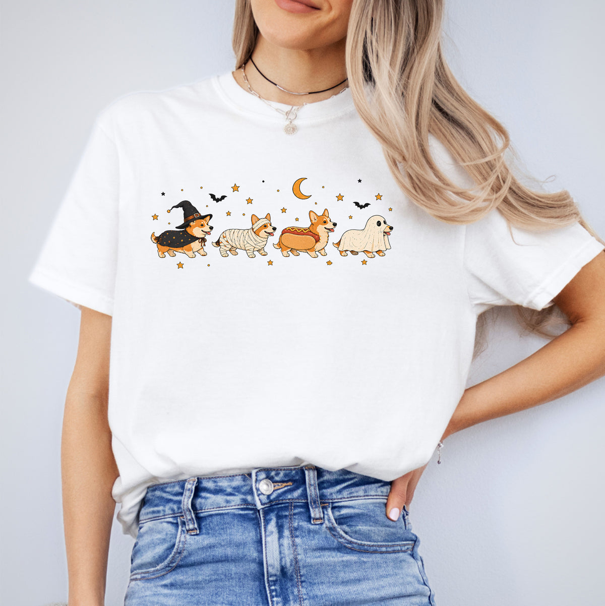T-Shirt mit Halloween-Corgi-Kostümen