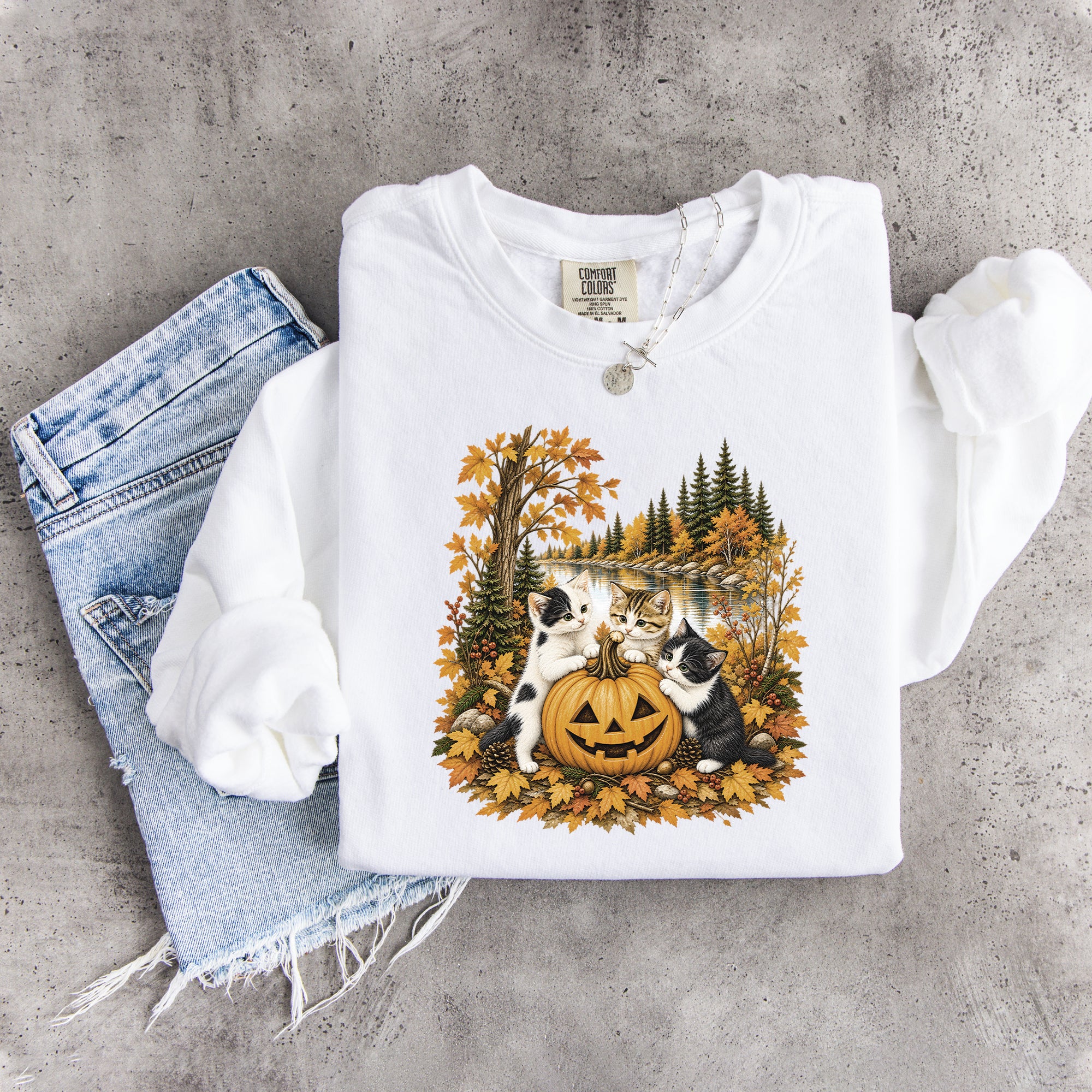 Vintage-90er-Katzen-Halloween-Sweatshirt