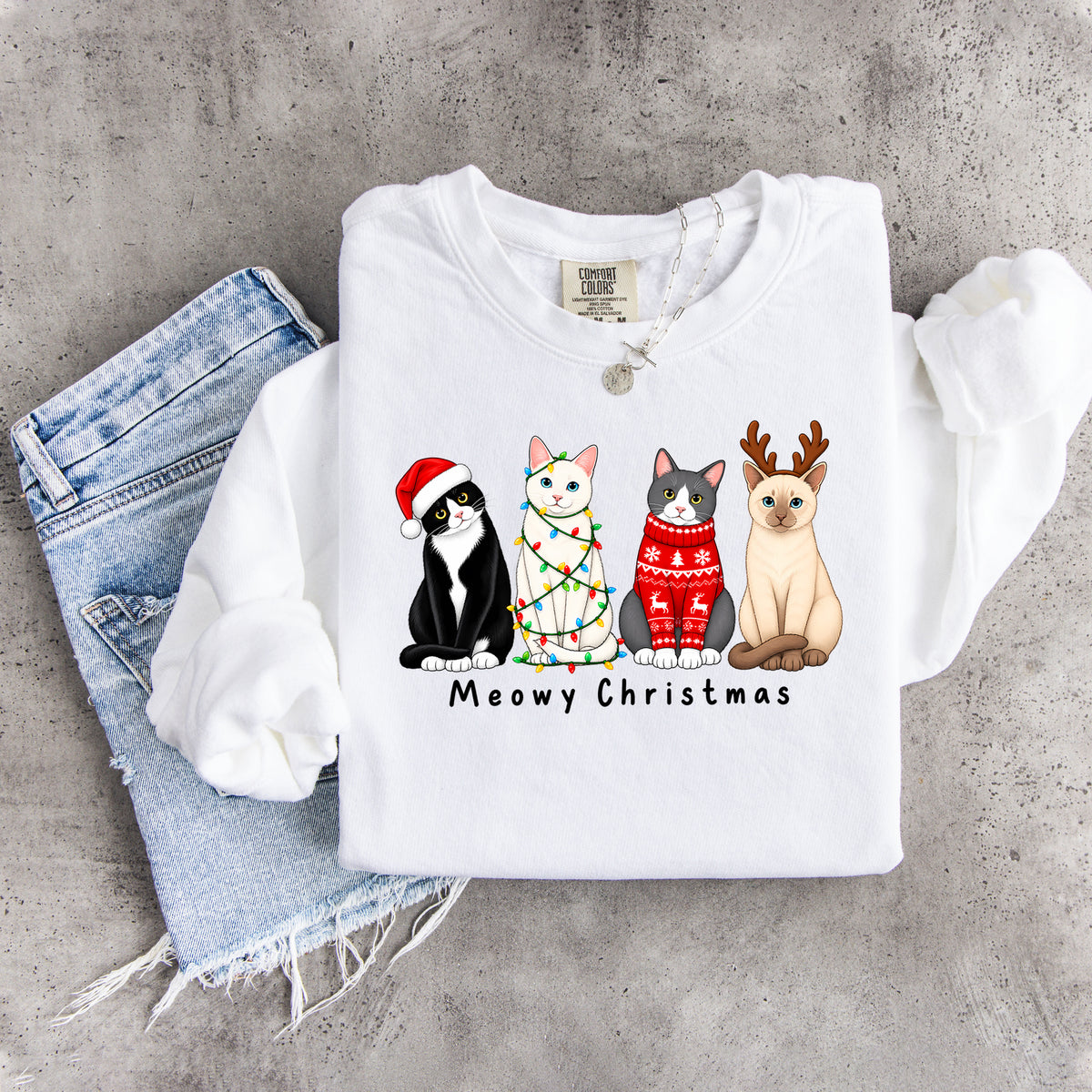 „Meowy Christmas“-Sweatshirt