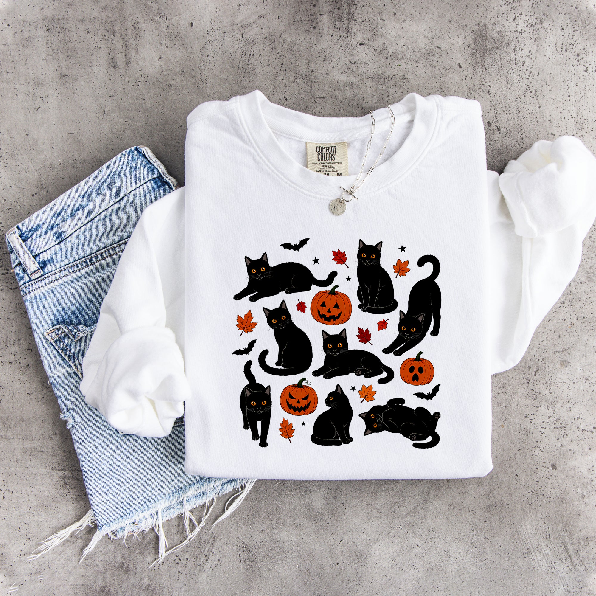 Sudadera de gato otoñal con calabaza