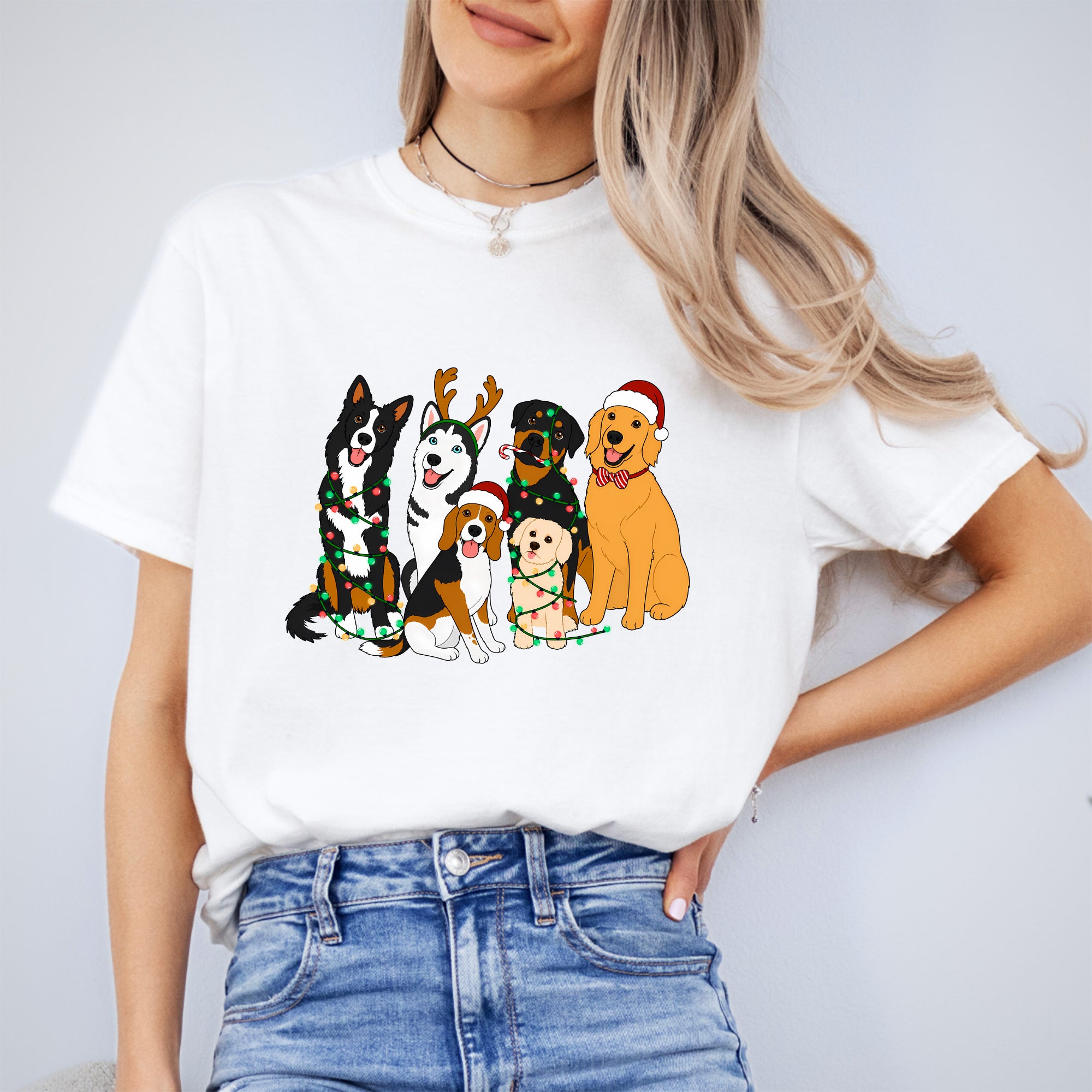 Camiseta de perros navideños adorables