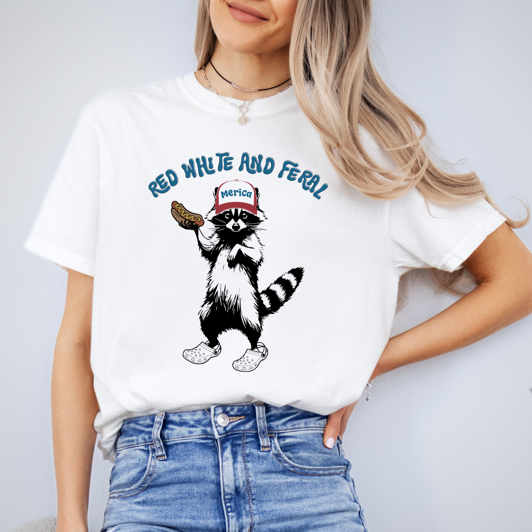 Red Whte And Feral Tee