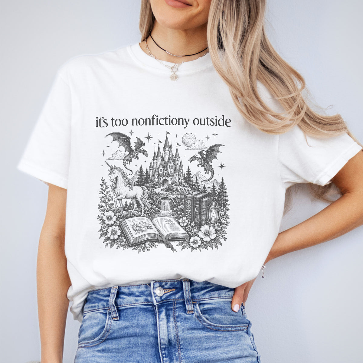« It's Too Nonfictiony Outside » – Haut graphique pour passionné(e) de livres fantastiques