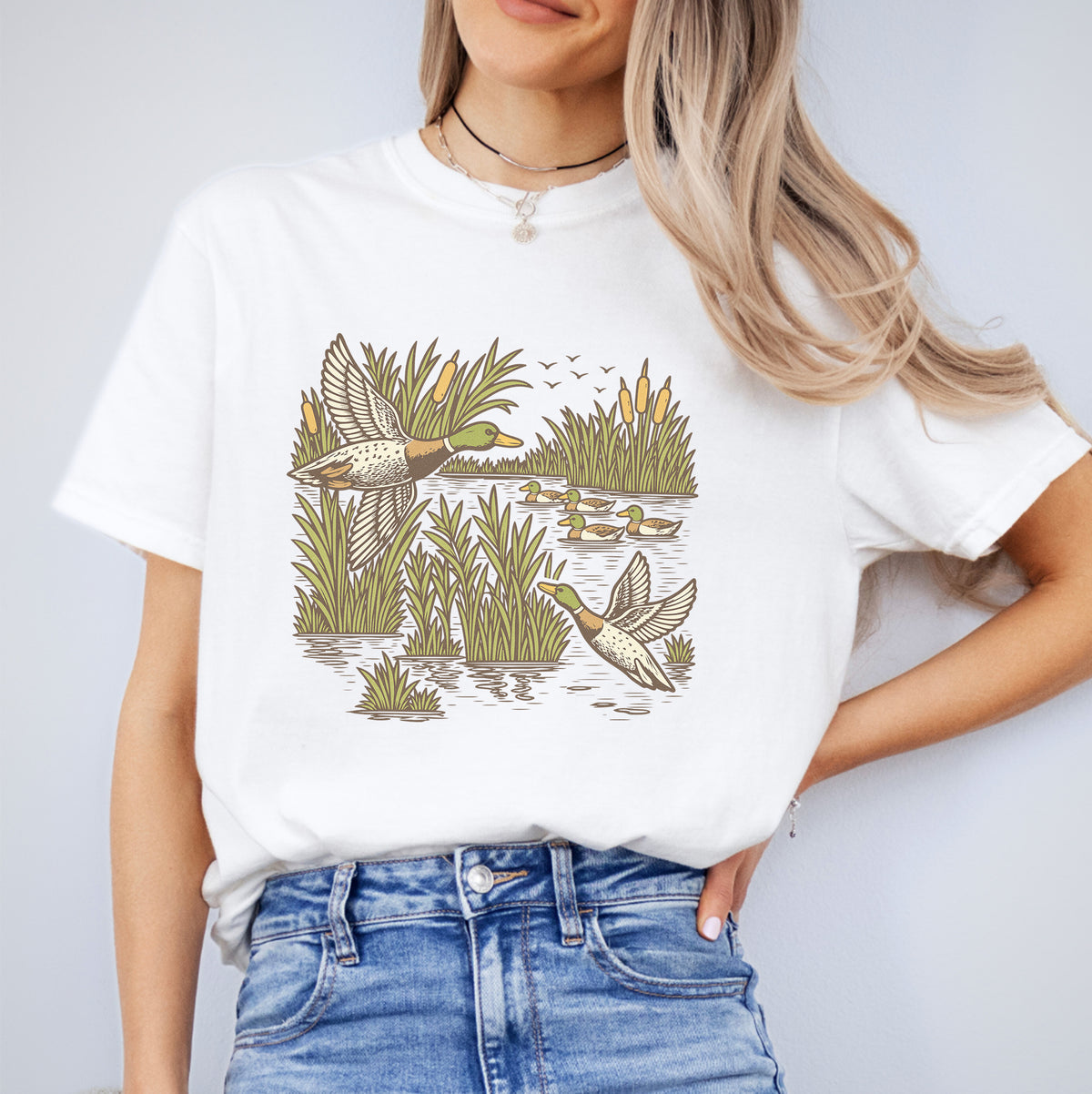 T-shirt rétro avec canards colverts