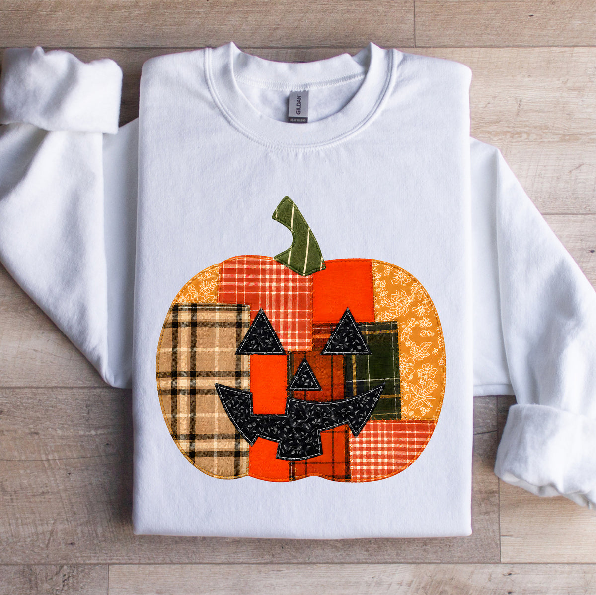 Sudadera con calabaza de retales