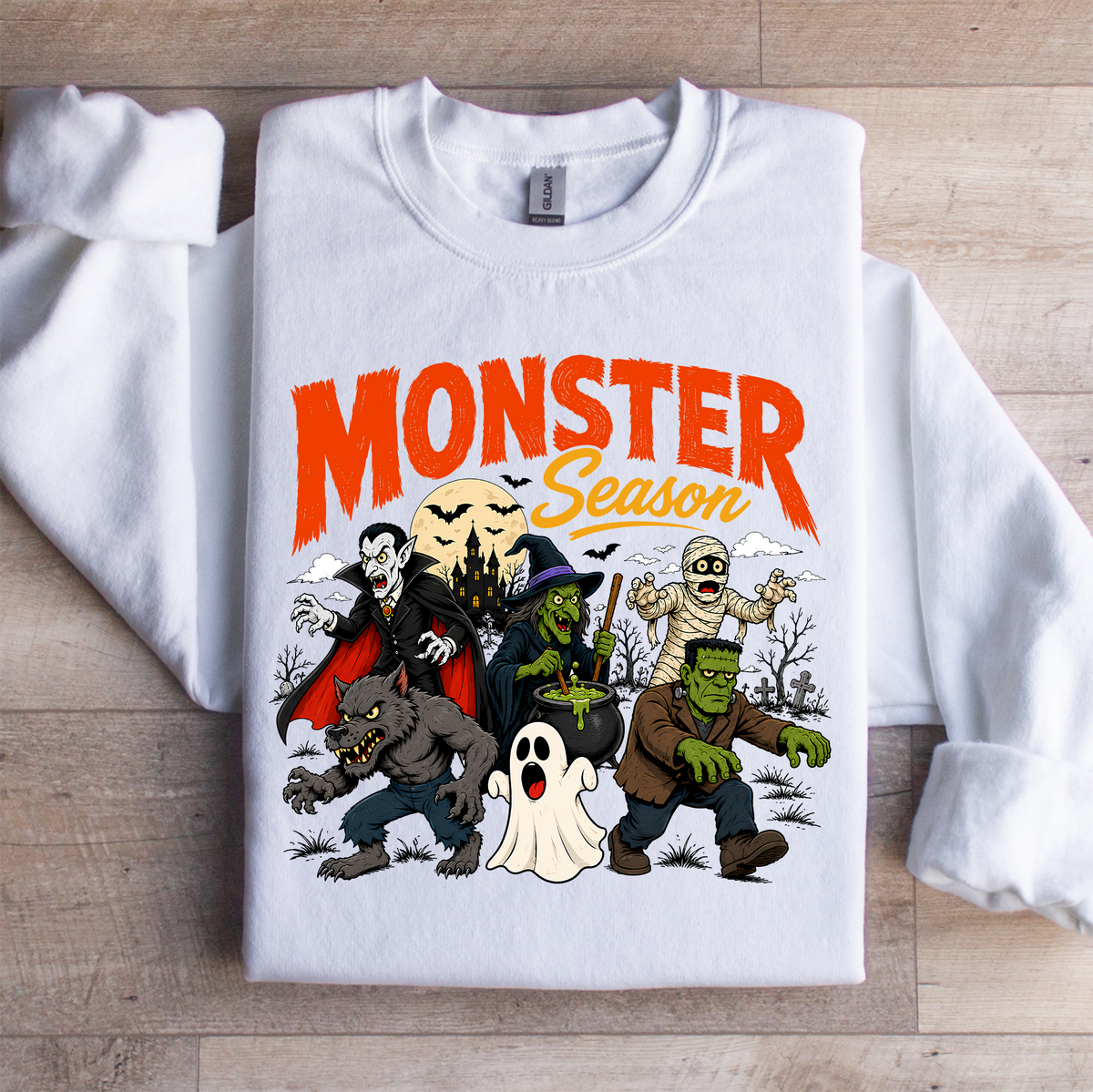 Sudadera polar vintage de la temporada espeluznante – Gráfico de terror clásico «Temporada de monstruos»