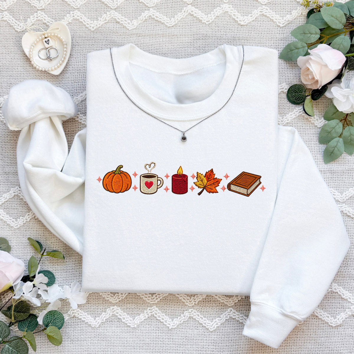 Kuscheliges besticktes Fleece-Sweatshirt für den Herbst