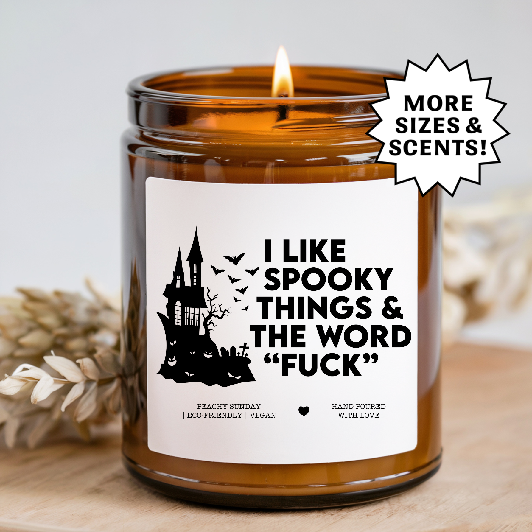 I Like Spooky Things & The Word F-ck Funny Halloween Gift Candle