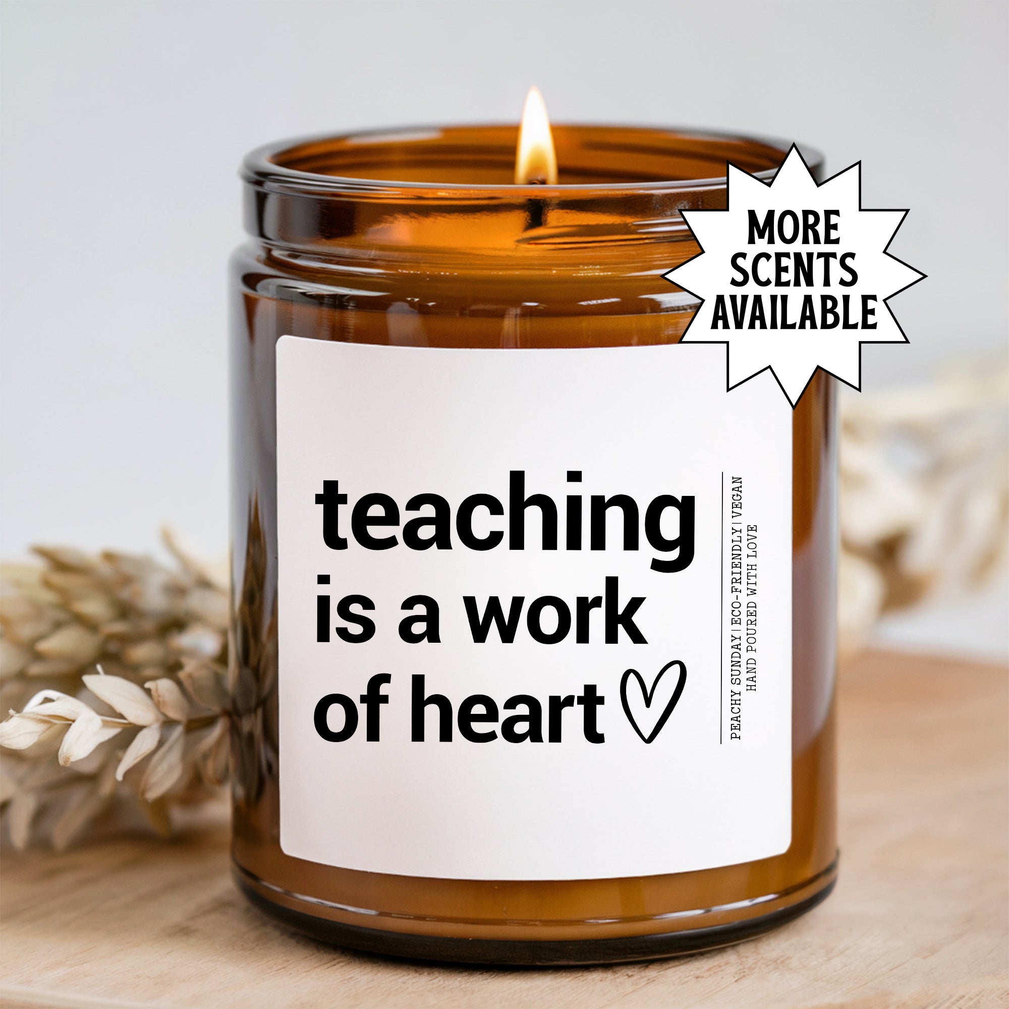 Kerze „Teaching Is A Work Of Heart“
