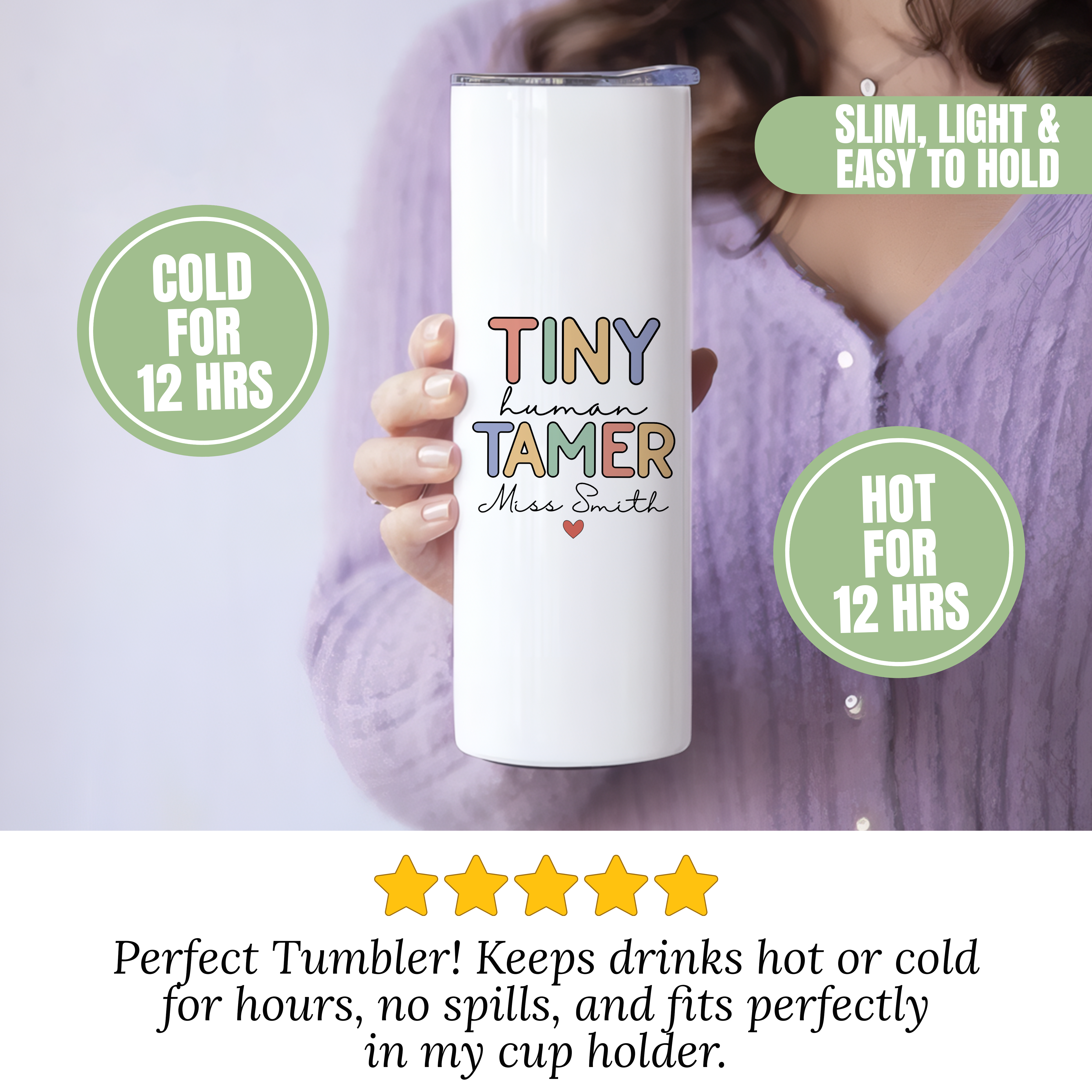 Personalized Tiny Human Tamer Tumbler