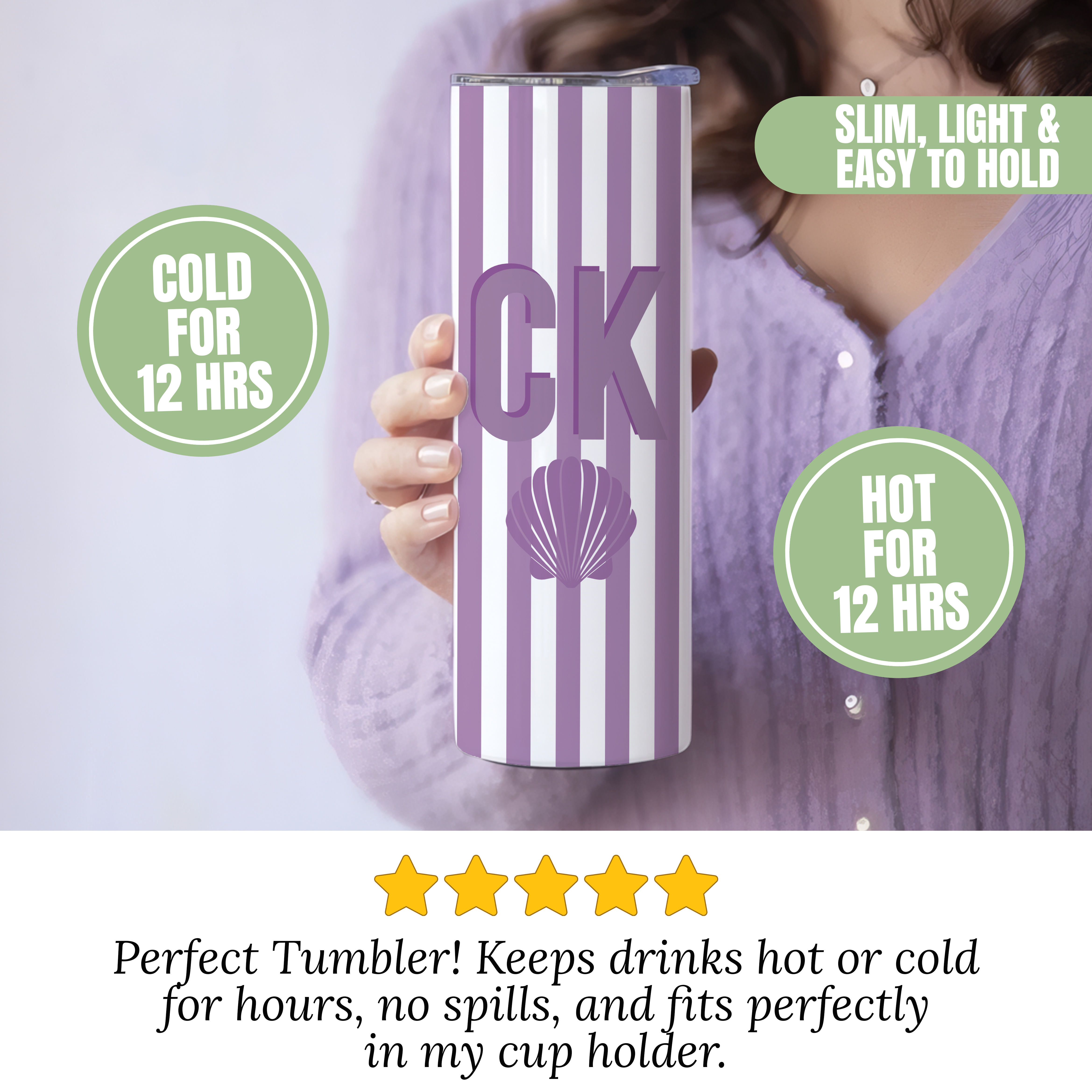 Personalized Striped Beach Girls Tumbler