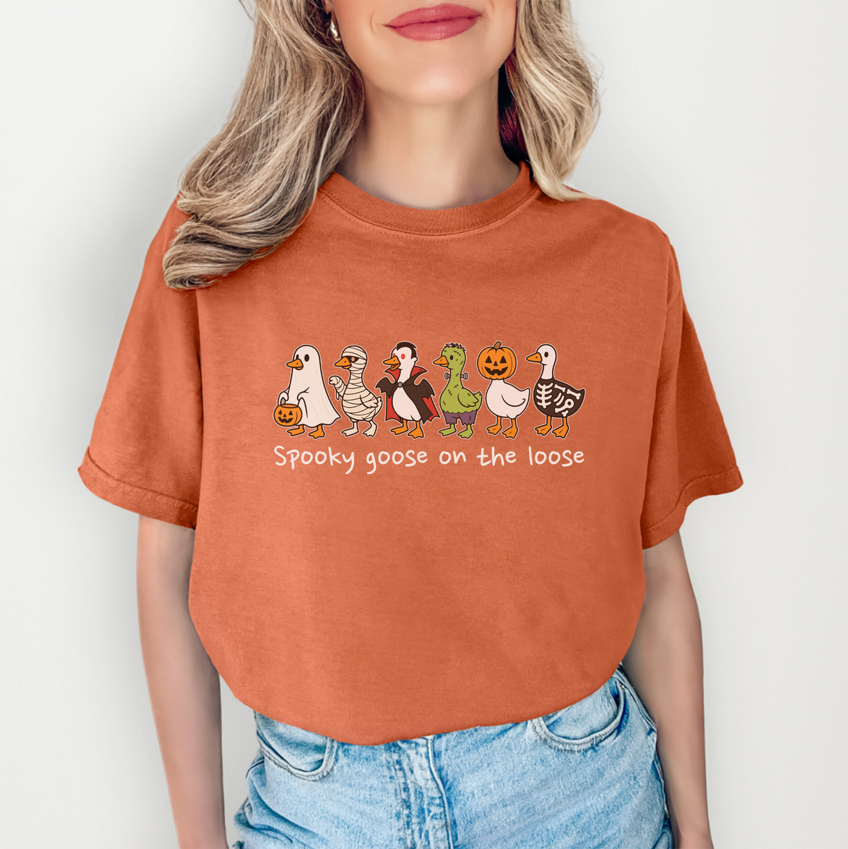 Halloween-T-Shirt mit Spooky-Goose-Motiv – \"Spooky Goose On The Loose\"