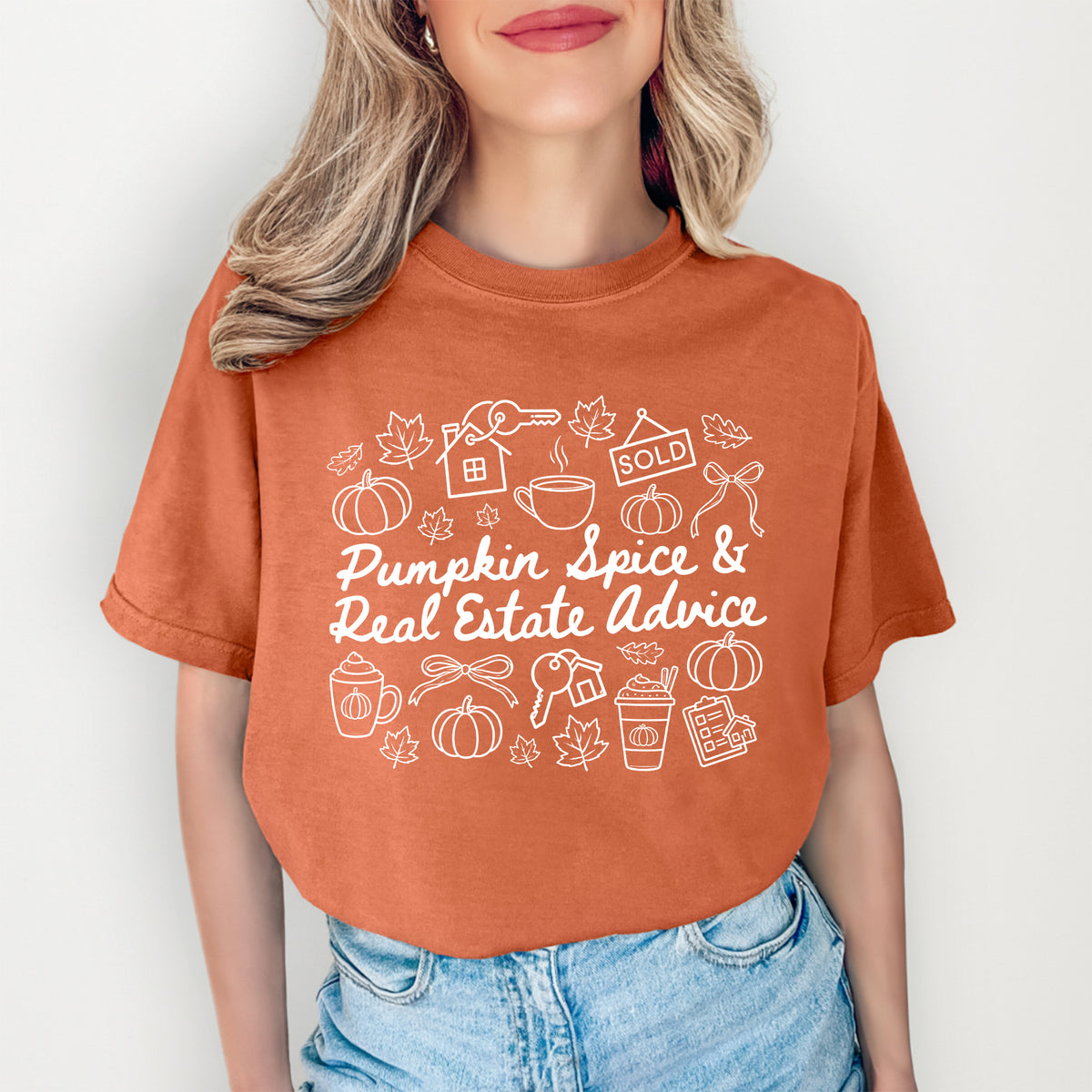 Realtor Fall Season Graphic T-Shirt – "Pumpkin Spice & Real Estate Advice"