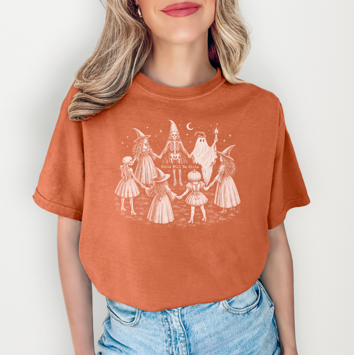 \"Girls Will Be Girls\" – Vintage Witch Coven Graphic Shirt