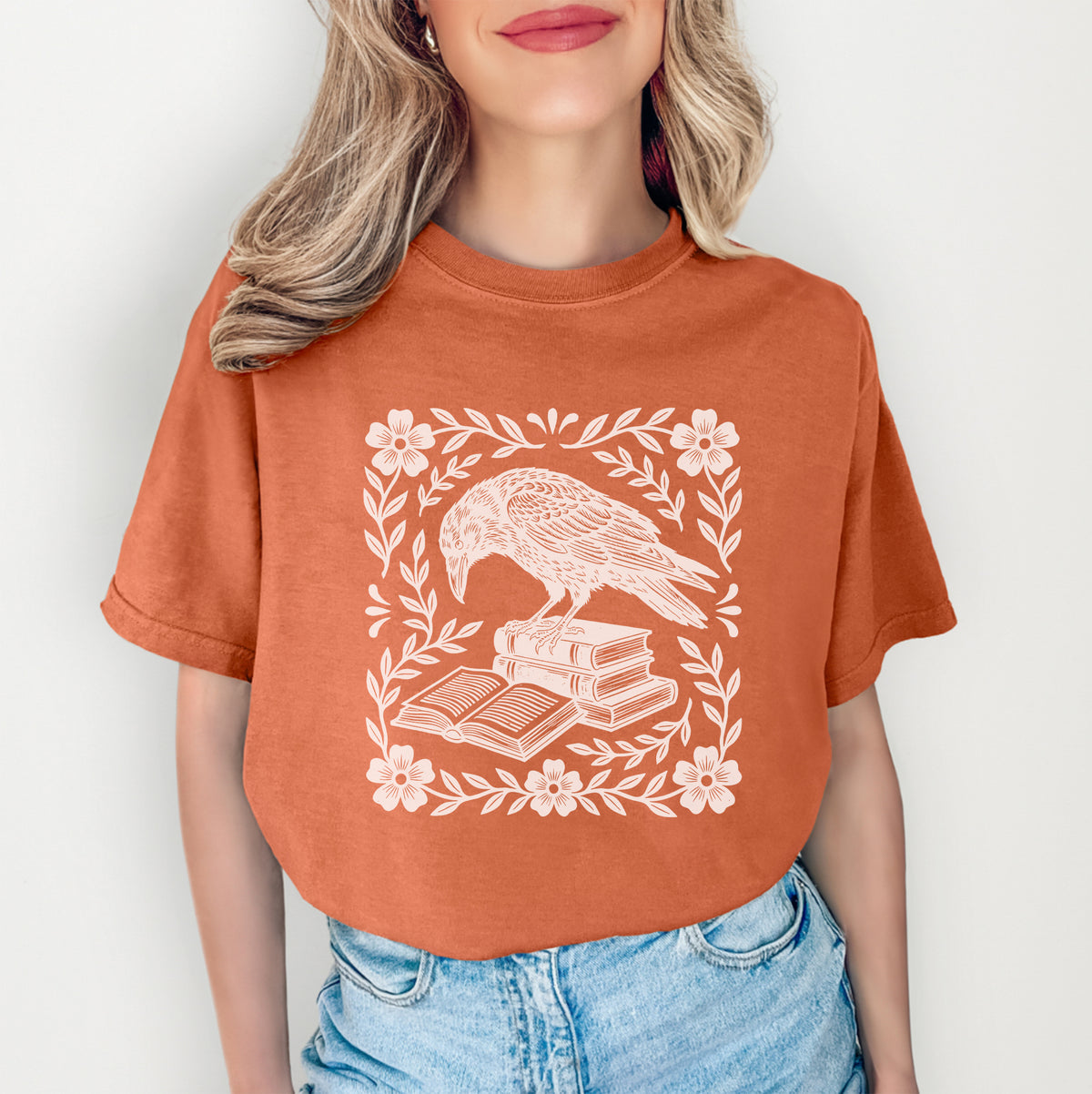 Bookish Raven Linocut Tee