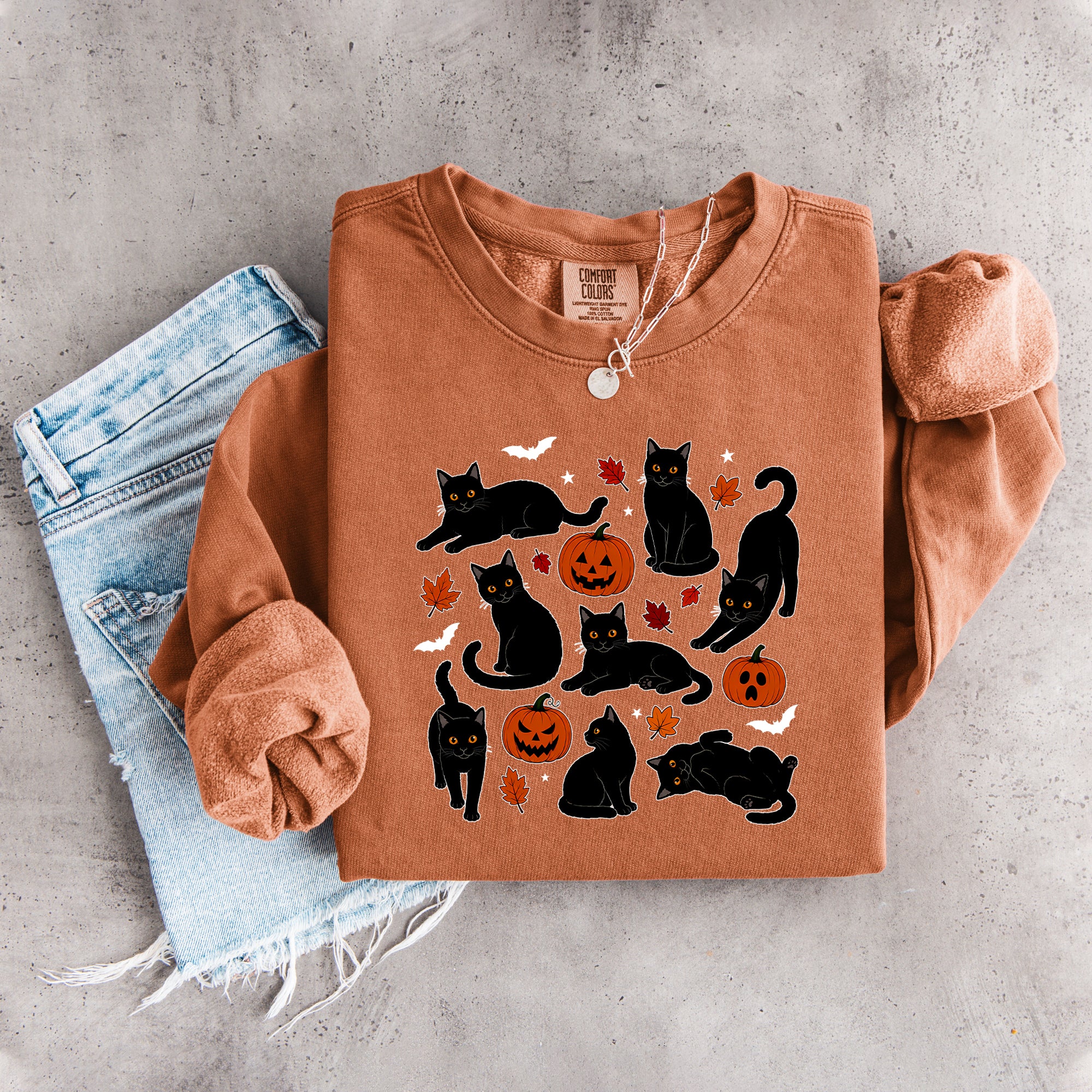 Sudadera de gato otoñal con calabaza
