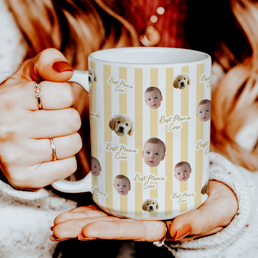 Personalized Best Mama Ever Mug with Baby Face Photo