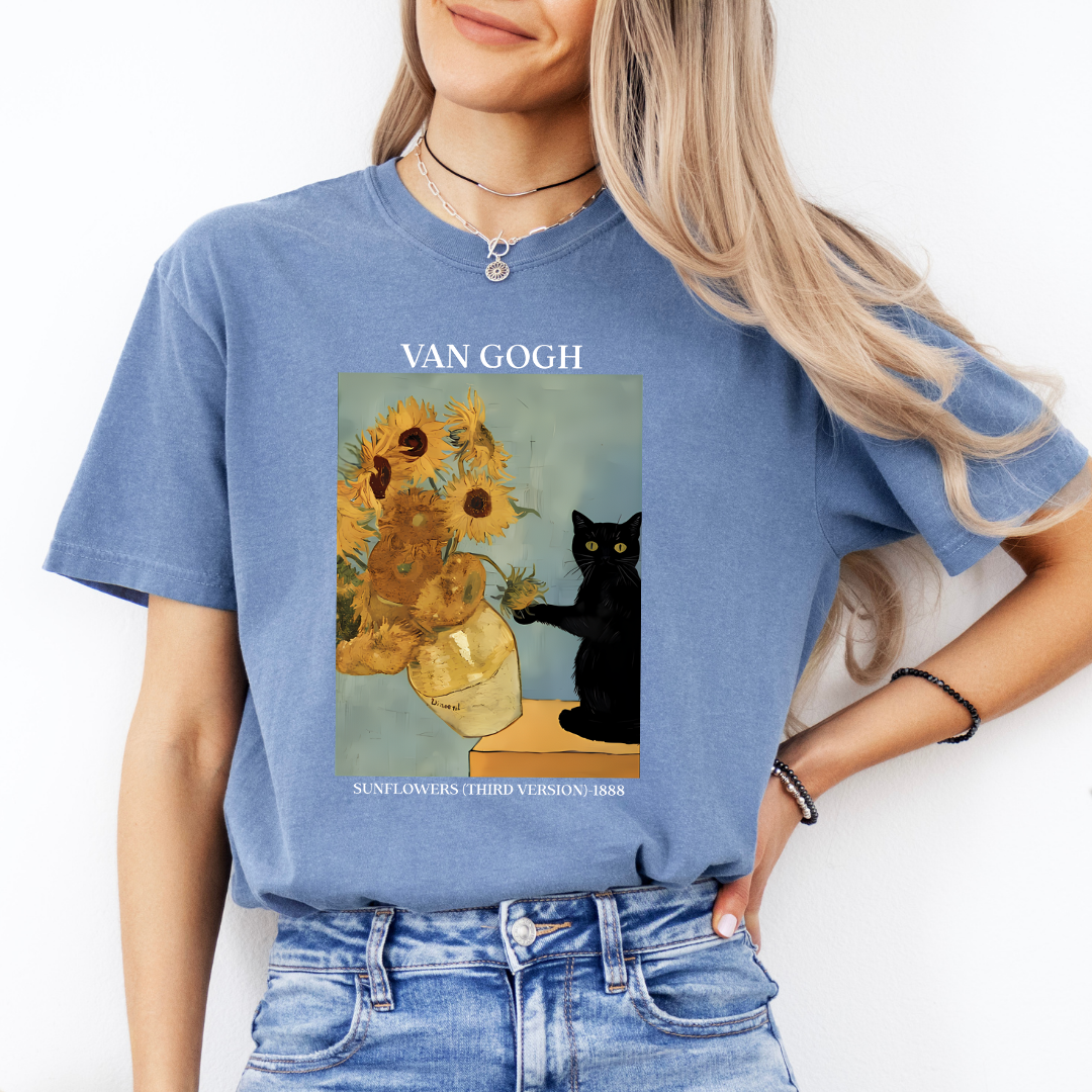 Van Gogh Irises Cat Tee