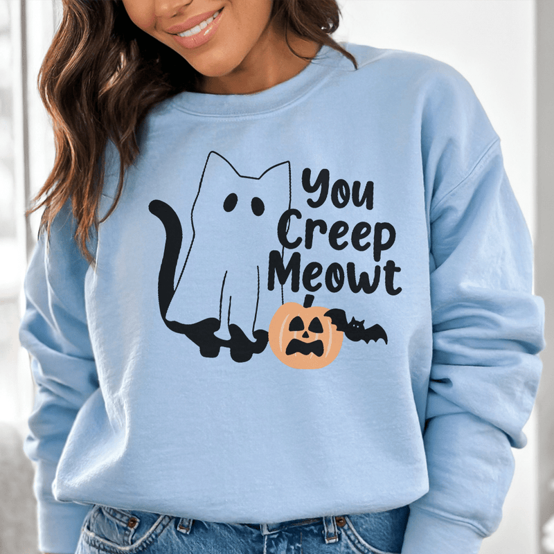 You Creep Meowt Sweatshirt Light Blue / S Peachy Sunday T-Shirt