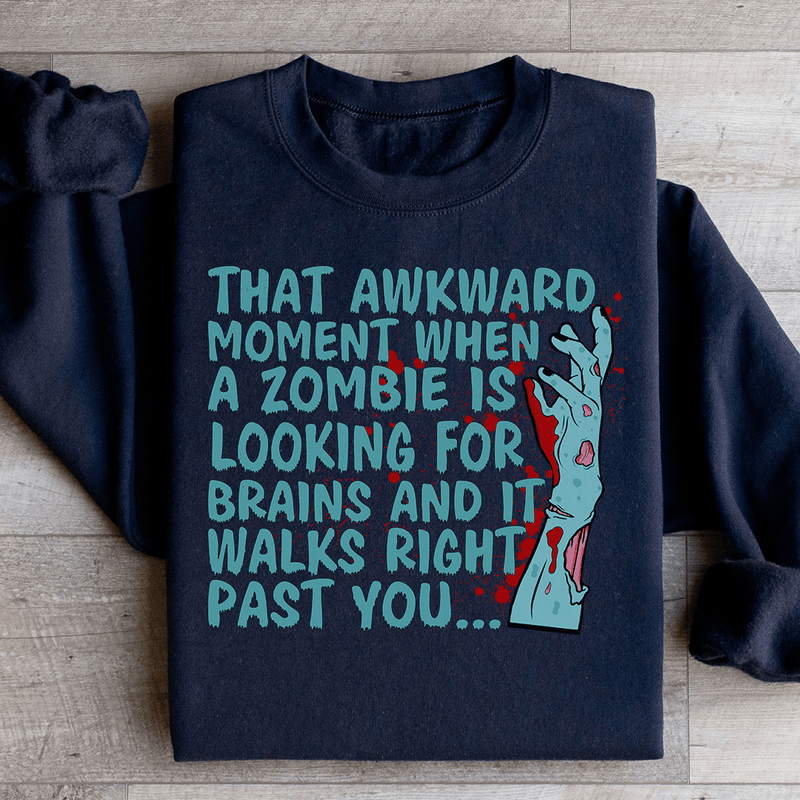 Zombie Looking For Brains Sweatshirt Black / S Peachy Sunday T-Shirt