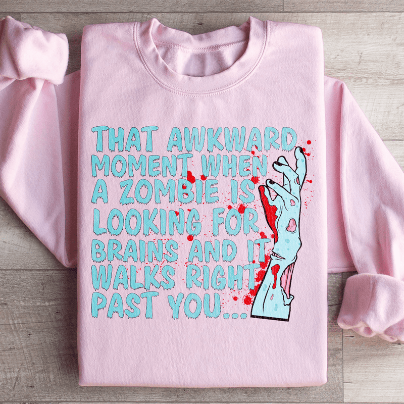 Zombie Looking For Brains Sweatshirt Light Pink / S Peachy Sunday T-Shirt