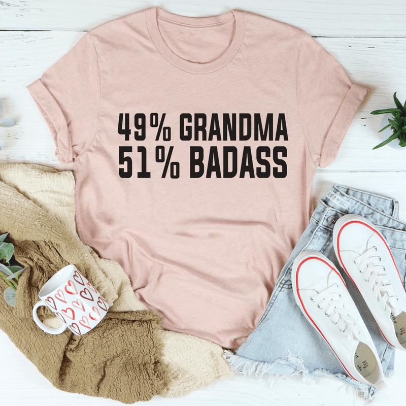 49% Grandma 51% Badass Tee Heather Prism Peach / S Peachy Sunday T-Shirt