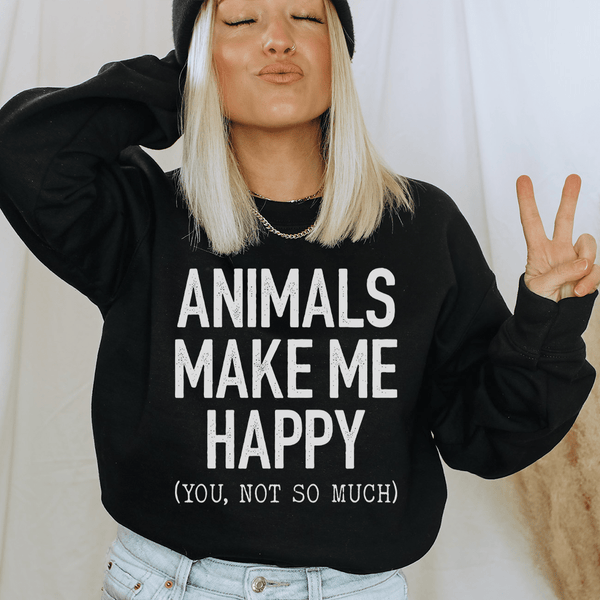 Animals Make Me Happy Sweatshirt Black / S Peachy Sunday T-Shirt