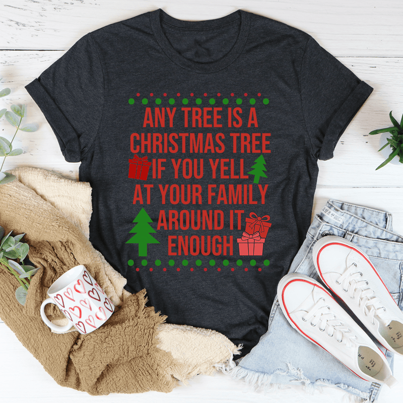 Any Tree Is A Christmas Tree Tee Dark Grey Heather / S Peachy Sunday T-Shirt
