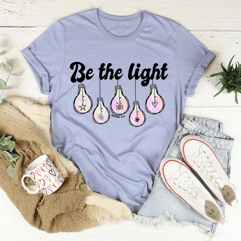 Be The Light Matthew 5:14 Tee Heather Blue / S Peachy Sunday T-Shirt