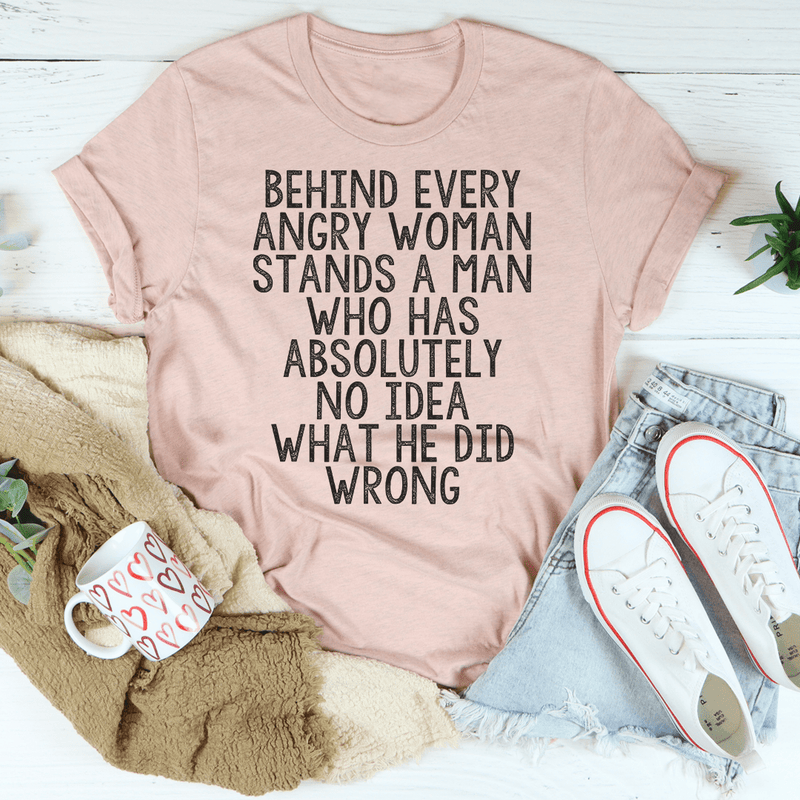 Behind Every Angry Woman Tee Heather Prism Peach / S Peachy Sunday T-Shirt
