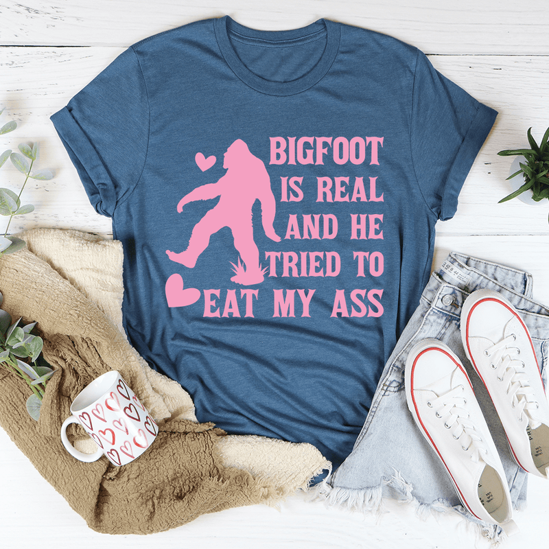 Bigfoot Is Real Tee Heather Deep Teal / S Peachy Sunday T-Shirt