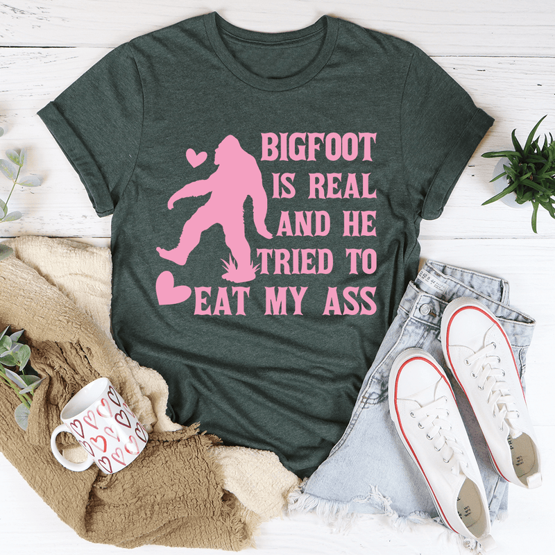 Bigfoot Is Real Tee Heather Forest / S Peachy Sunday T-Shirt