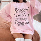 Blessed By God Spoiled By Husband Protected By Both Sweatshirt Light Pink / S Peachy Sunday T-Shirt
