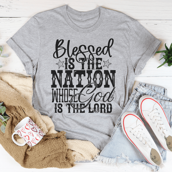 Blessed Is The Nation Whose God Is The Lord Tee Athletic Heather / S Peachy Sunday T-Shirt